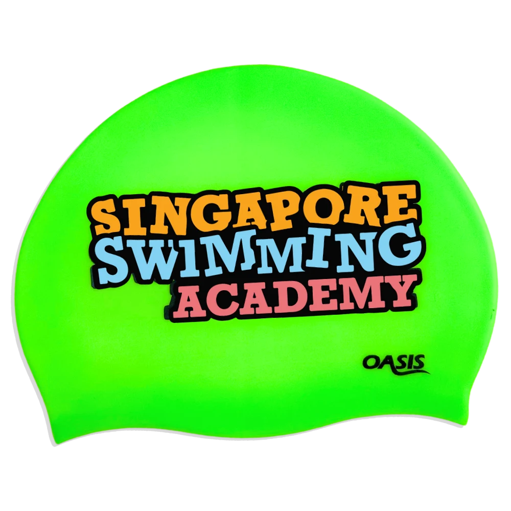 SSA neon-green silicone swim cap